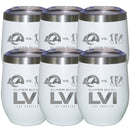 [6 Pack] 12oz White Etched Stainless Steel Stemless Tumbler | Super Bowl LVI Dueling