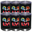 [6 Pack] 12oz Black Stainless Steel Lowball | Super Bowl LVI Dueling