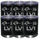 [6 Pack] 12oz Black Etched Stainless Steel Lowball | Super Bowl LVI Dueling