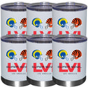 [6 Pack] 12oz White Stainless Steel Lowball | Super Bowl LVI Dueling