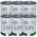 [6 Pack] 12oz White Etched Stainless Steel Lowball | Super Bowl LVI Dueling