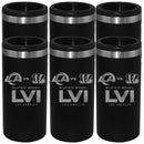 [6 Pack] Etched Black Stainless Steel Slim Can Holder | Super Bowl LVI Dueling