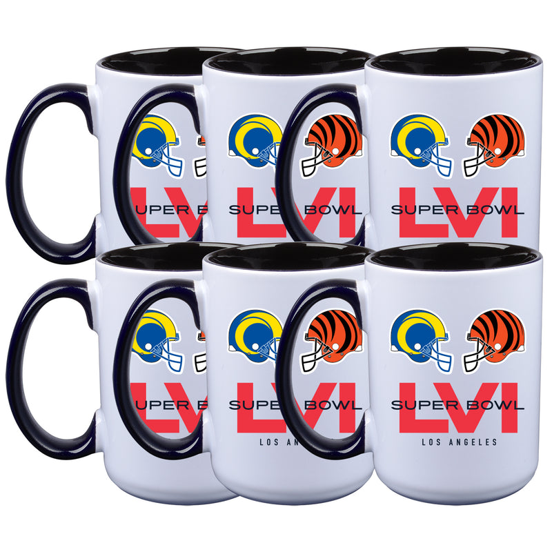 [6 Pack] 15oz Sublimated Inner Color Mug | Super Bowl LVI Dueling