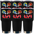 [6 Pack] 30oz Black Stainless Steel Tumbler | Super Bowl LVI Dueling