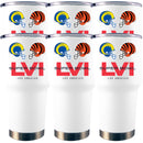 [6 Pack] 30oz White Stainless Steel Tumbler | Super Bowl LVI Dueling