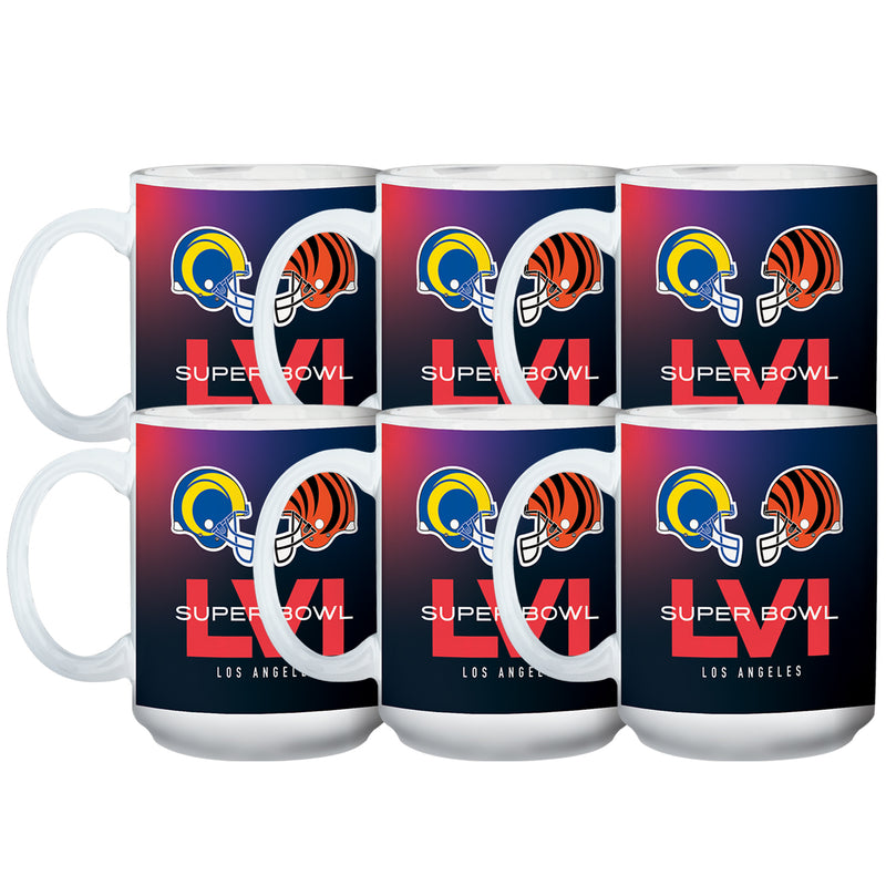 [6 Pack] 15oz White Sublimated Mug | Super Bowl LVI Dueling