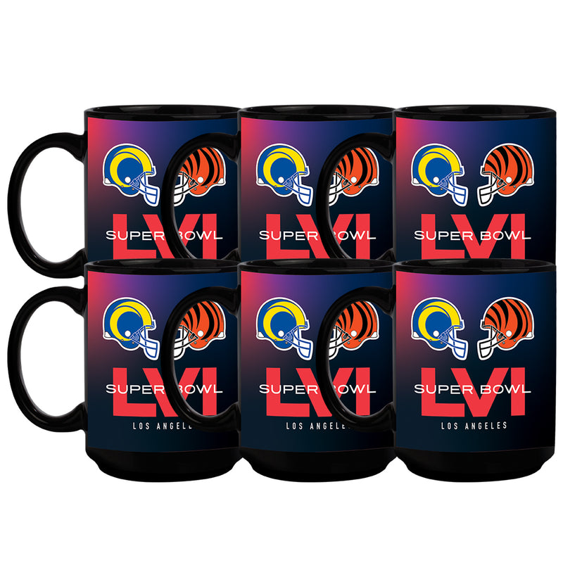 [6 Pack] 15oz Black Sublimated Mug | Super Bowl LVI Dueling