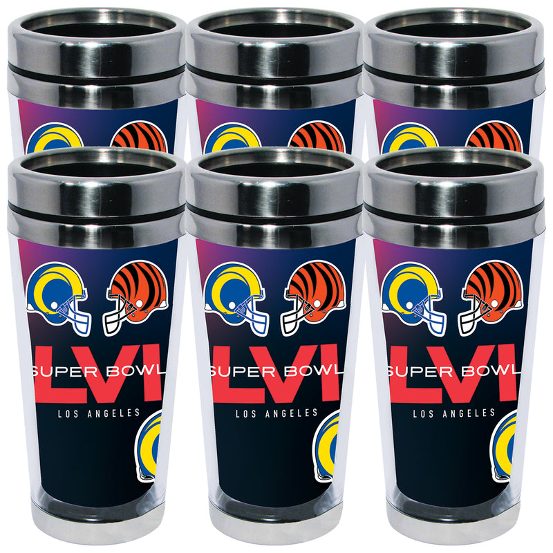 [6 Pack] 16oz Stainless Steel Tumbler with Insert | Super Bowl LVI Dueling