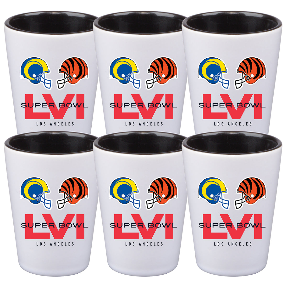 [6 Pack] 2oz Sublimated Inner Color Shot | Super Bowl LVI Dueling