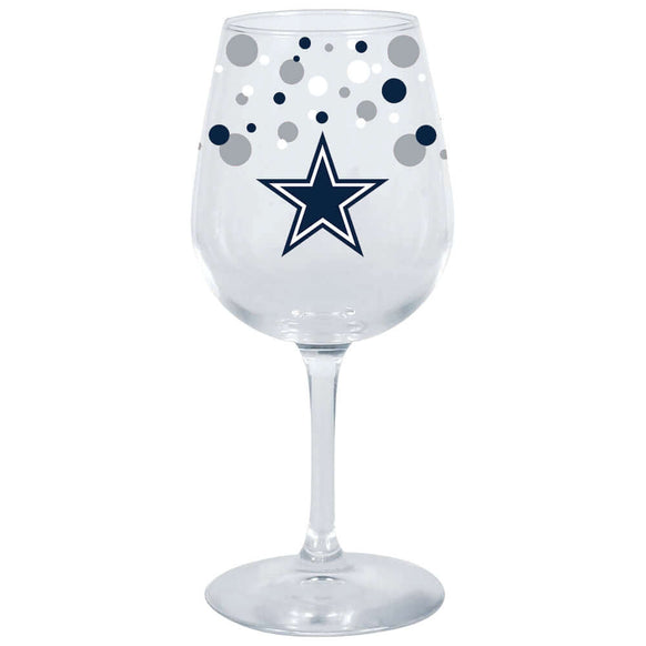 12.75oz Polka Dot Wine Glass | Dallas Cowboys DAL, Dallas Cowboys, Drinkware_category_All, Glassware, NFL, OldProduct, Polka Dot, Wine Glass 888966706453 $13