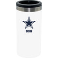12oz Personalized White Stainless Steel Slim Can Holder | Dallas Cowboys