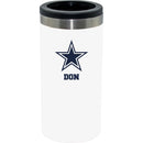 12oz Personalized White Stainless Steel Slim Can Holder | Dallas Cowboys