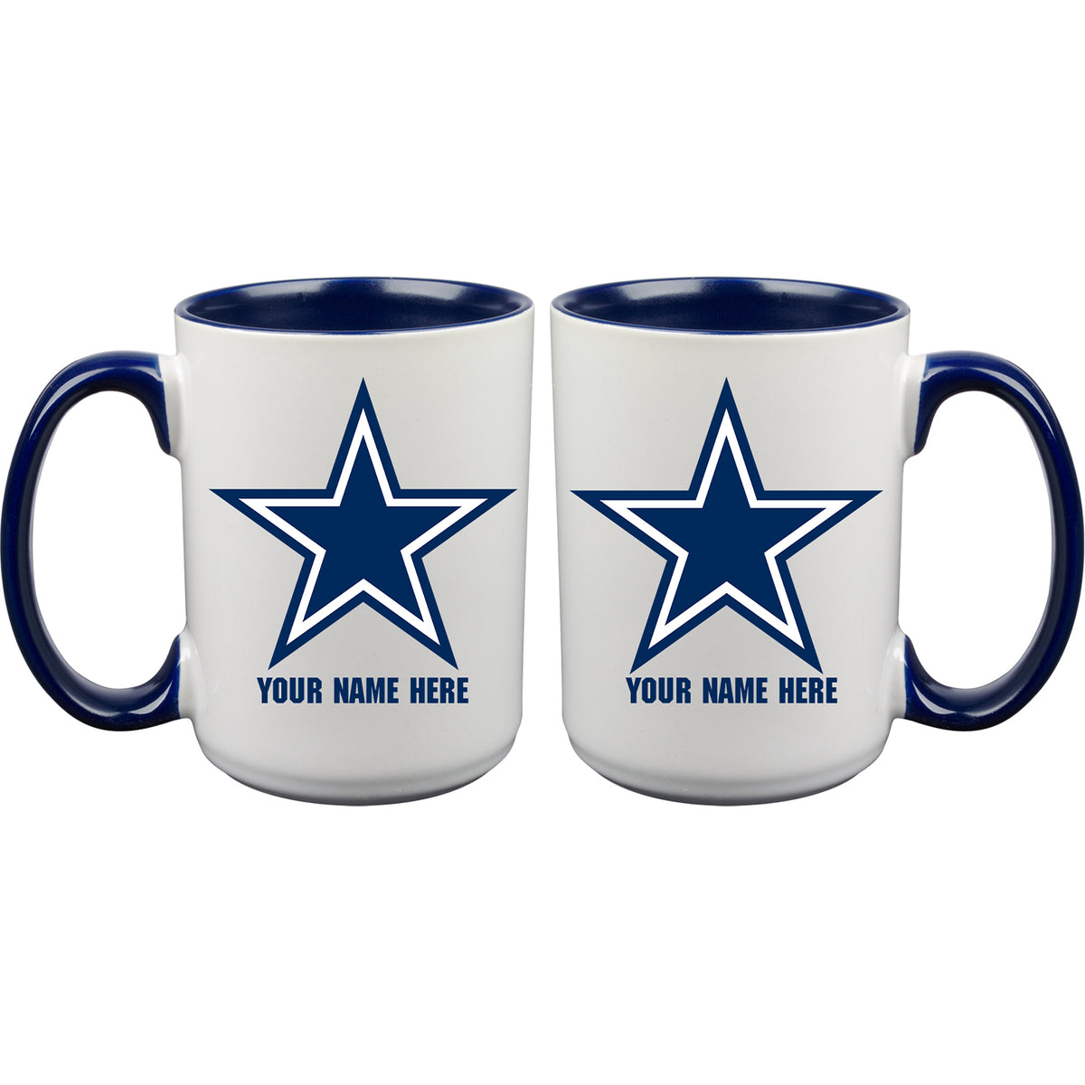15oz Inner Color Personalized Ceramic Mug | Dallas Cowboys 2790PER, CurrentProduct, DAL, Dallas Cowboys, Drinkware_category_All, NFL, Personalized_Personalized  $27.99