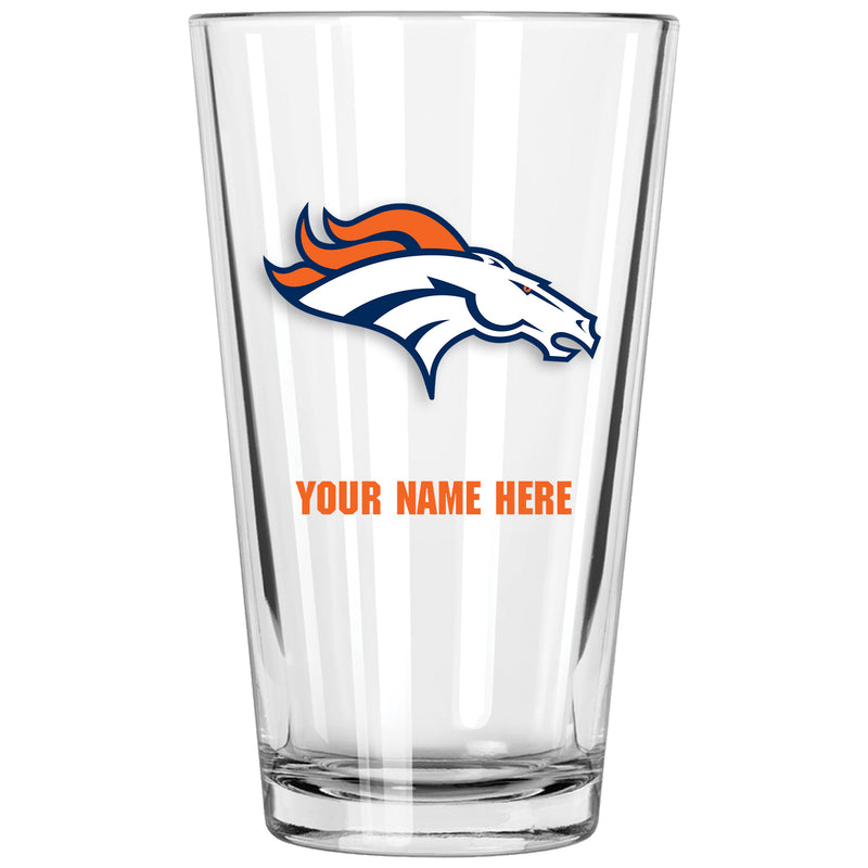 17oz Personalized Pint Glass | Denver Broncos