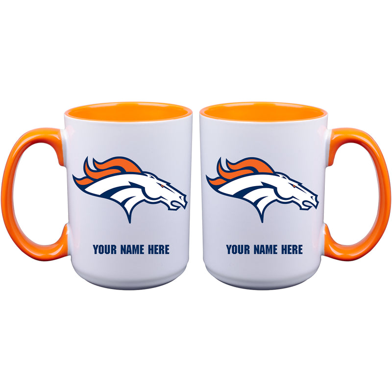 15oz Inner Color Personalized Ceramic Mug | Denver Broncos 2790PER, CurrentProduct, DBR, Denver Broncos, Drinkware_category_All, NFL, Personalized_Personalized  $27.99