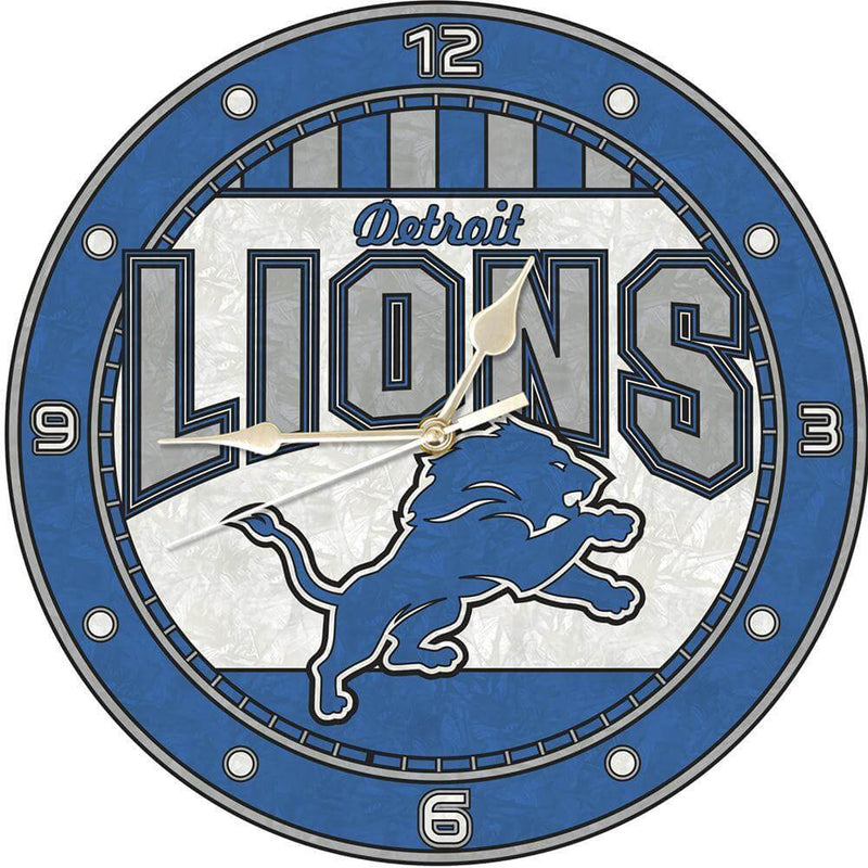 12 Inch Art Glass Clock | Detriot Lions CurrentProduct, Detroit Lions, DLI, Home & Office_category_All, NFL 687746446417 $38.49