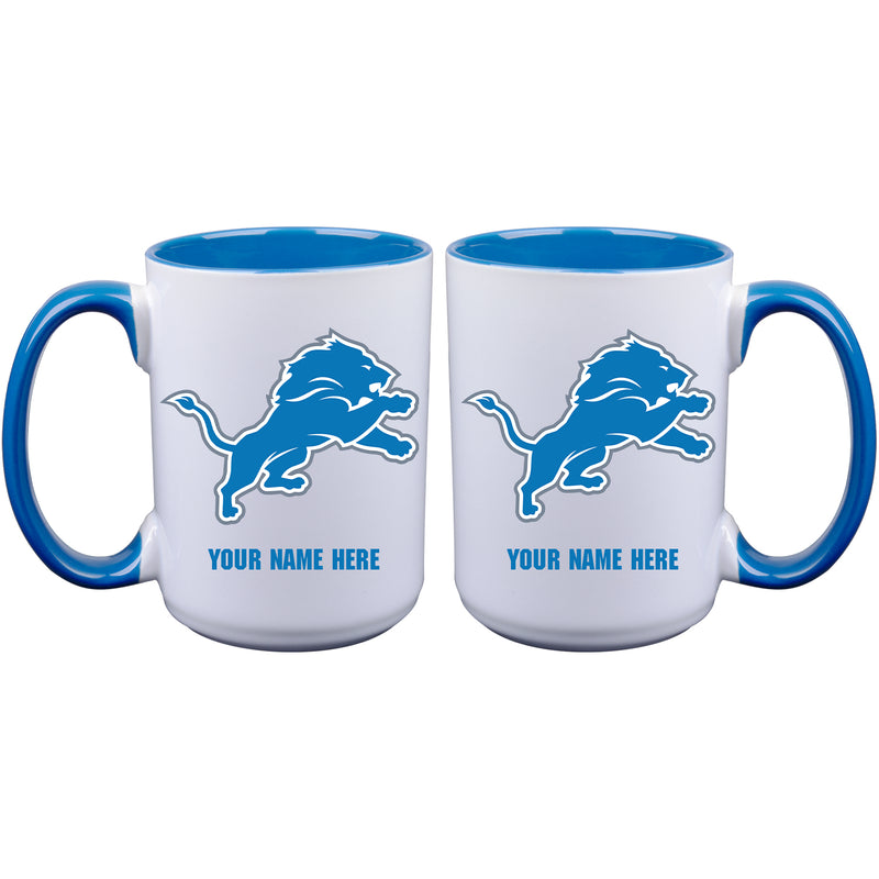15oz Inner Color Personalized Ceramic Mug | Detroit Lions 2790PER, CurrentProduct, Detroit Lions, DLI, Drinkware_category_All, NFL, Personalized_Personalized  $27.99
