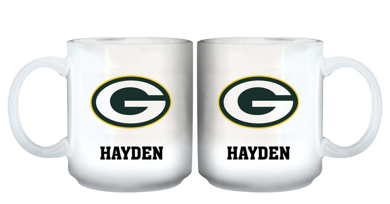 11oz White Personalized Ceramic Mug | Green Bay Packers CurrentProduct, Custom Drinkware, Drinkware_category_All, GBP, Gift Ideas, Green Bay Packers, NFL, Personalization, Personalized_Personalized 194207442647 $20.11