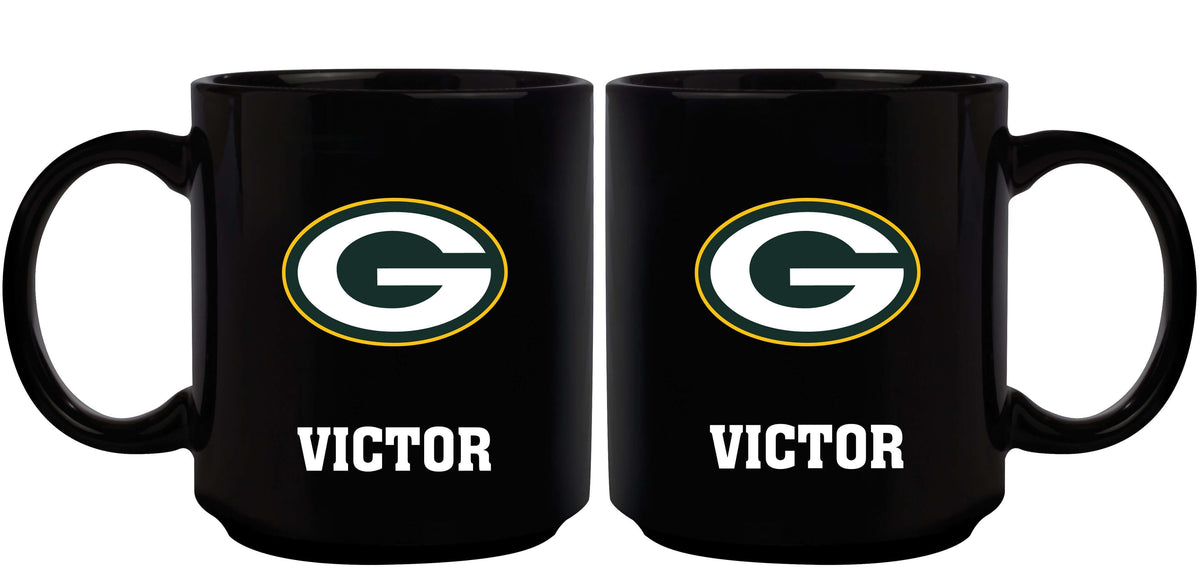 11oz Black Personalized Ceramic Mug | Green Bay Packers CurrentProduct, Custom Drinkware, Drinkware_category_All, GBP, Gift Ideas, Green Bay Packers, NFL, Personalization, Personalized_Personalized 194207372791 $20.11