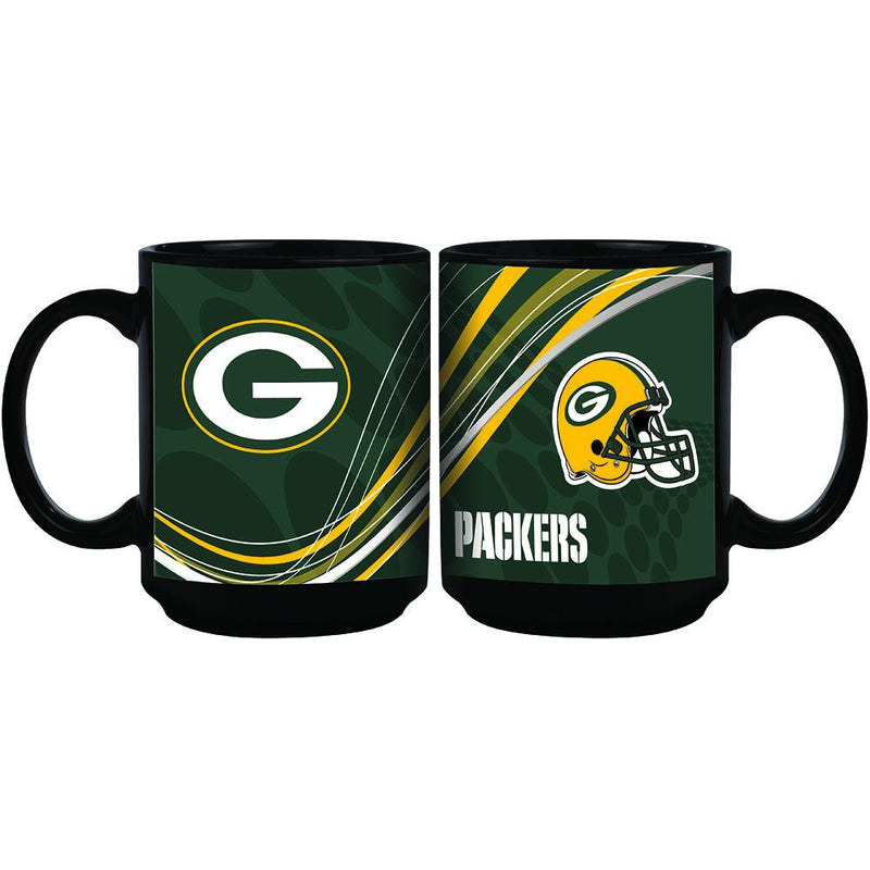 15oz Dynamic Style Black Mug | Green Bay Packers CurrentProduct, Drinkware_category_All, GBP, Green Bay Packers, NFL 888966972513 $15.49