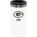 12oz Personalized White Stainless Steel Slim Can Holder | Green Bay Packers