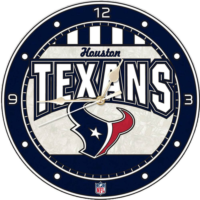 12 Inch Art Glass Clock | Houston Texans CurrentProduct, Home & Office_category_All, Houston Texans, HTE, NFL 687746446431 $38.49