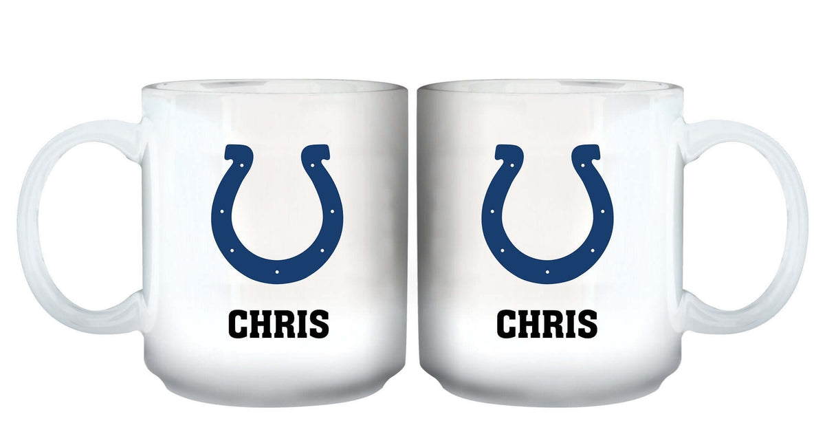 11oz White Personalized Ceramic Mug | Indianapolis Colts CurrentProduct, Custom Drinkware, Drinkware_category_All, Gift Ideas, IND, Indianapolis Colts, NFL, Personalization, Personalized_Personalized 194207442623 $20.11