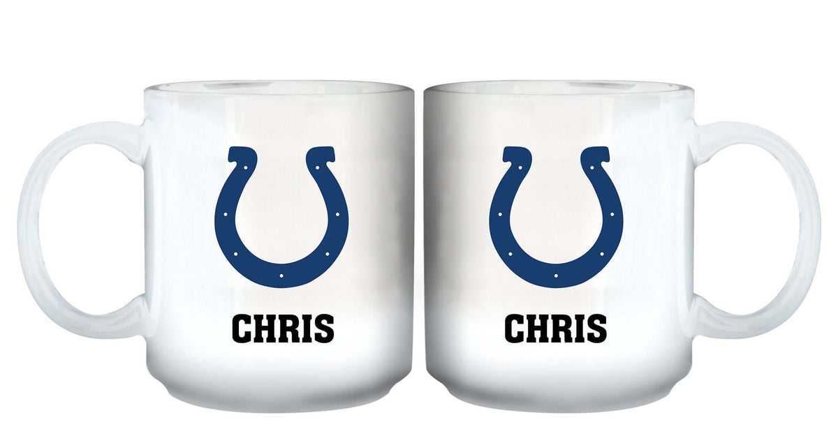 11oz White Personalized Ceramic Mug | Indianapolis Colts CurrentProduct, Custom Drinkware, Drinkware_category_All, Gift Ideas, IND, Indianapolis Colts, NFL, Personalization, Personalized_Personalized 194207442623 $20.11