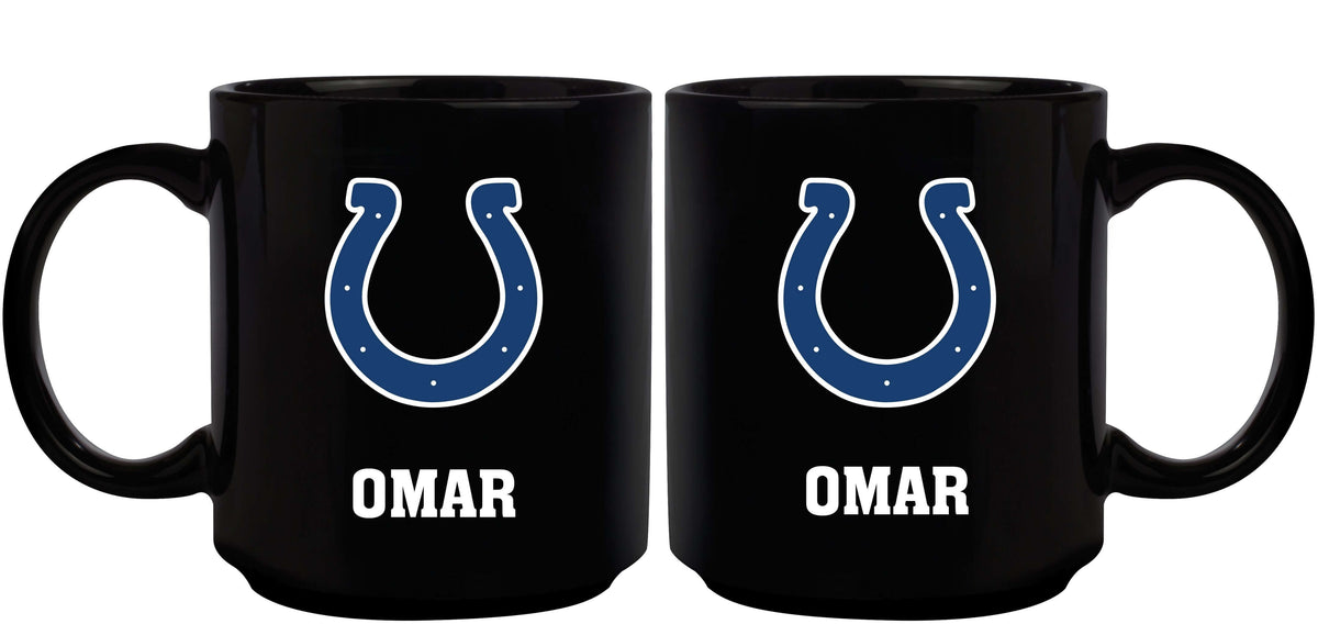 11oz Black Personalized Ceramic Mug | Indianapolis Colts CurrentProduct, Custom Drinkware, Drinkware_category_All, Gift Ideas, IND, Indianapolis Colts, NFL, Personalization, Personalized_Personalized 194207372777 $20.11