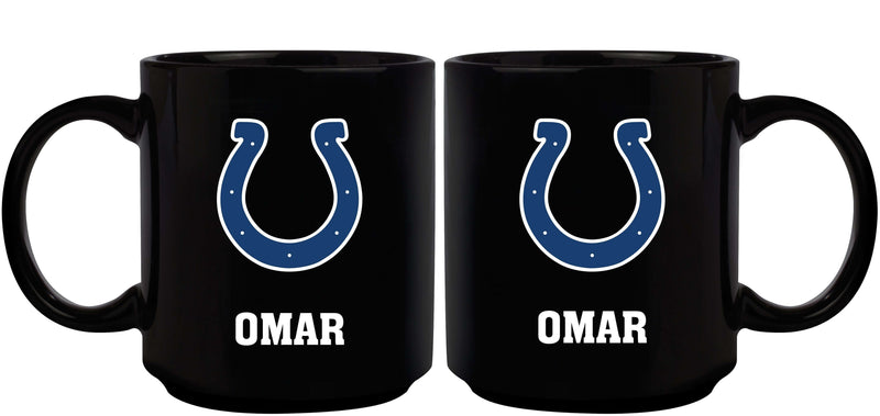11oz Black Personalized Ceramic Mug | Indianapolis Colts CurrentProduct, Custom Drinkware, Drinkware_category_All, Gift Ideas, IND, Indianapolis Colts, NFL, Personalization, Personalized_Personalized 194207372777 $20.11