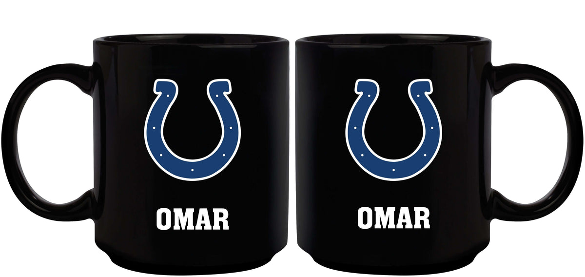 11oz Black Personalized Ceramic Mug | Indianapolis Colts CurrentProduct, Custom Drinkware, Drinkware_category_All, Gift Ideas, IND, Indianapolis Colts, NFL, Personalization, Personalized_Personalized 194207372777 $20.11