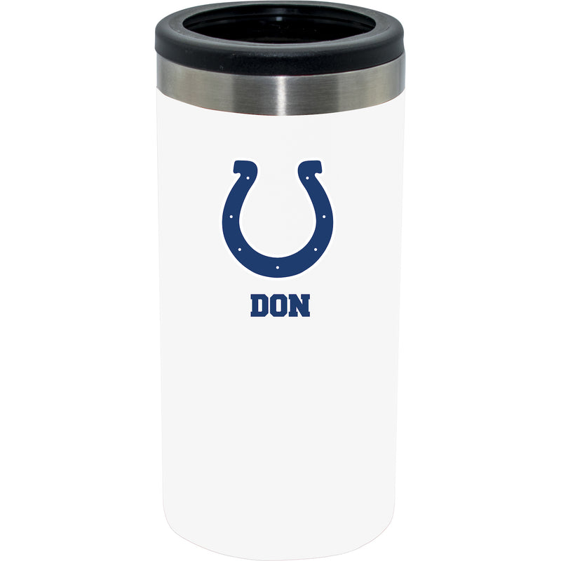 12oz Personalized White Stainless Steel Slim Can Holder | Indianapolis Colts