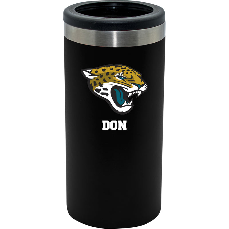 12oz Personalized Black Stainless Steel Slim Can Holder | Jacksonville Jaguars