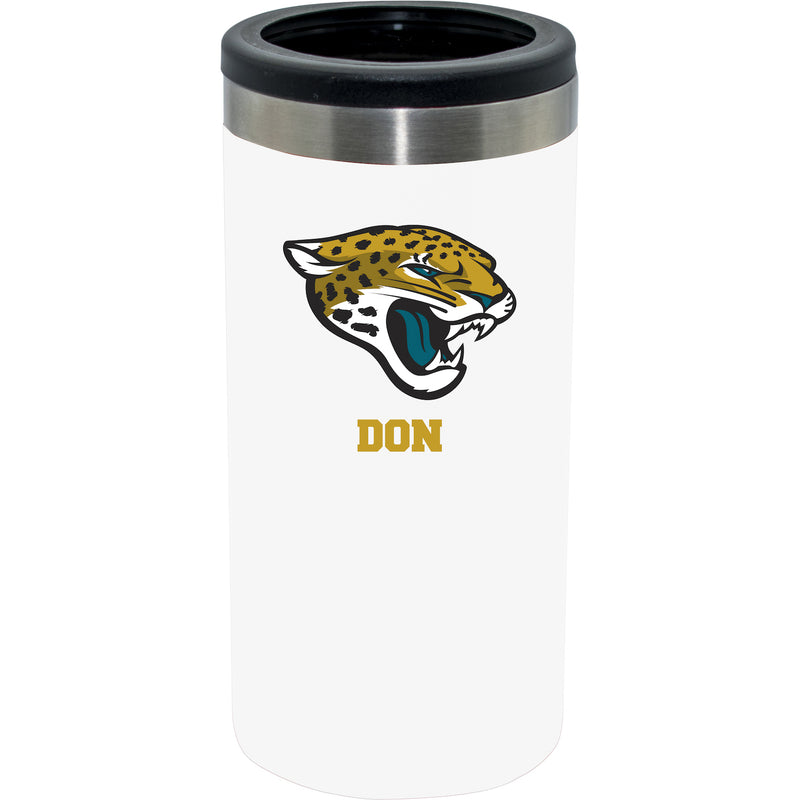 12oz Personalized White Stainless Steel Slim Can Holder | Jacksonville Jaguars