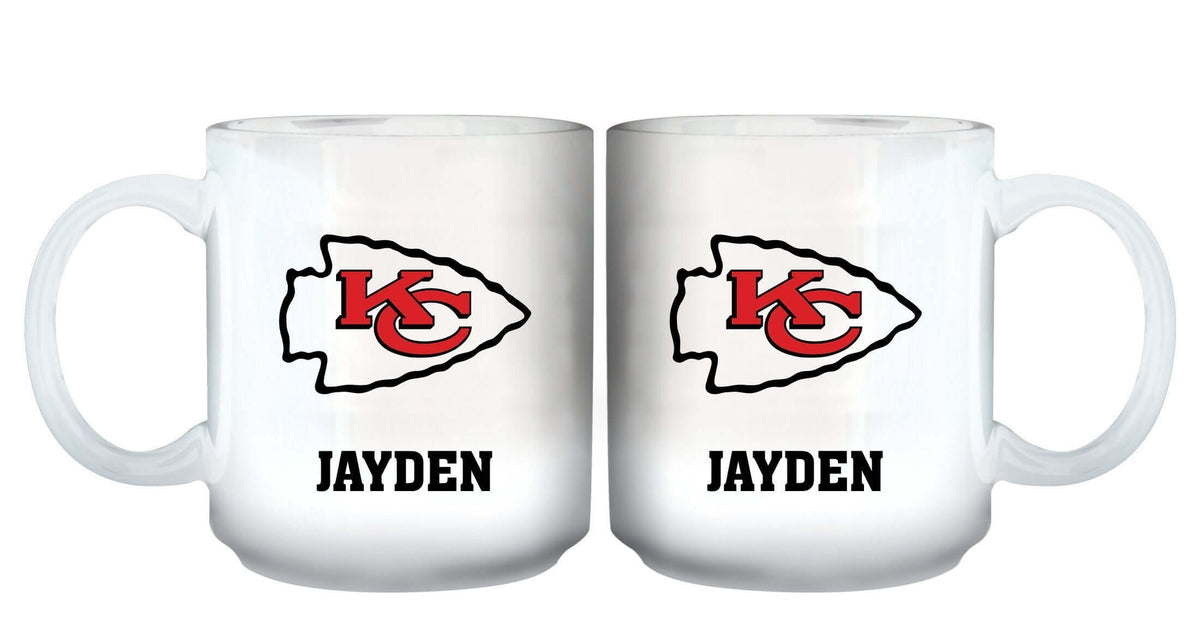11oz White Personalized Ceramic Mug | Kansas City Chiefs CurrentProduct, Custom Drinkware, Drinkware_category_All, Gift Ideas, Kansas City Chiefs, KCC, NFL, Personalization, Personalized_Personalized 194207442609 $20.11