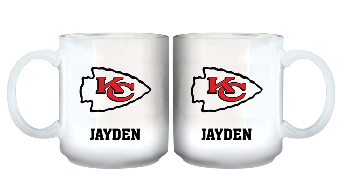 11oz White Personalized Ceramic Mug | Kansas City Chiefs CurrentProduct, Custom Drinkware, Drinkware_category_All, Gift Ideas, Kansas City Chiefs, KCC, NFL, Personalization, Personalized_Personalized 194207442609 $20.11
