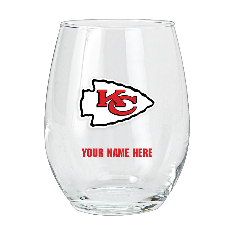 15oz Personalized Stemless Glass | Kansas City Chiefs