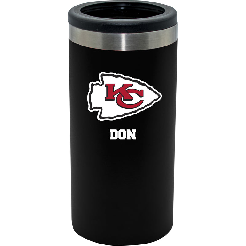 12oz Personalized Black Stainless Steel Slim Can Holder | Kansas City Chiefs