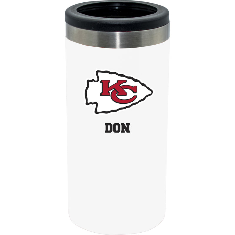 12oz Personalized White Stainless Steel Slim Can Holder | Kansas City Chiefs