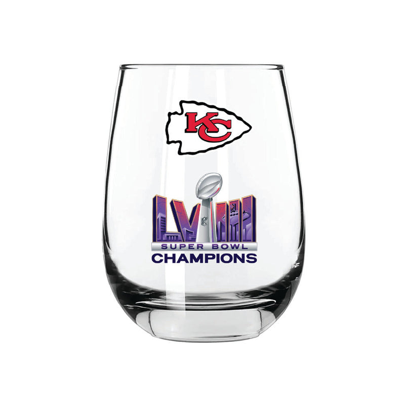 15oz Stemless Wine Glass | Kansas City Chiefs 2024 Champs