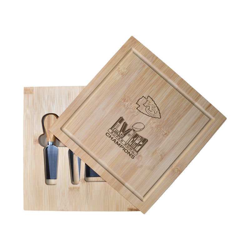 Bamboo Cutting Board with Utensils | Kansas City Chiefs 2024 Champs