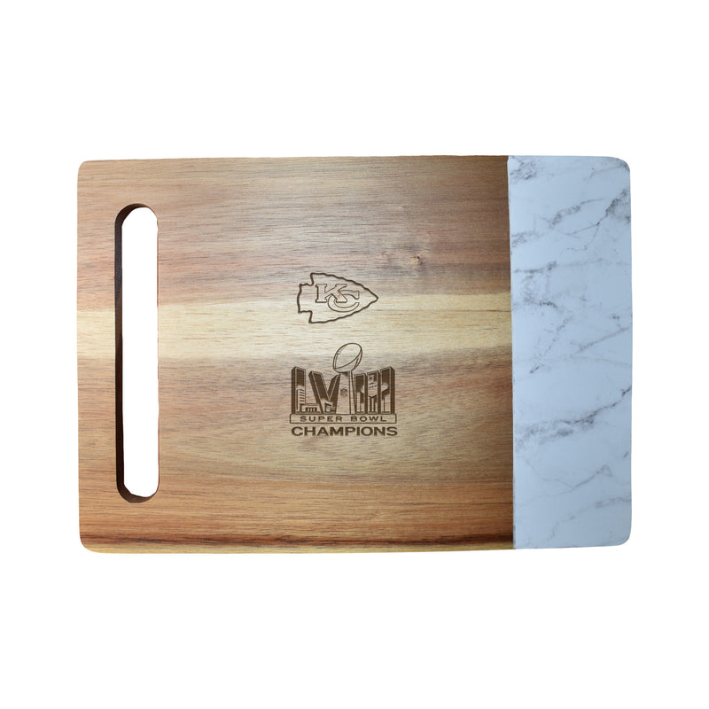 12x16in Acacia Cutting Board with Faux Marble | Kansas City Chiefs 2024 Champs
