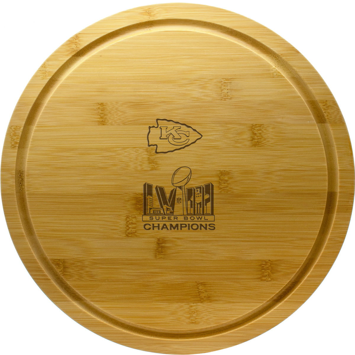 13in Bamboo Rotating Server | Kansas City Chiefs 2024 Champs