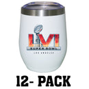 [12 Pack] 12oz White Stainless Steel Stemless Tumbler | 2021 Super Bowl LVI