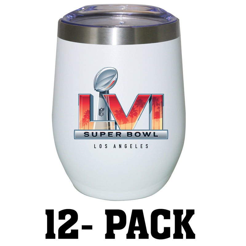 [12 Pack] 12oz White Stainless Steel Stemless Tumbler | 2021 Super Bowl LVI