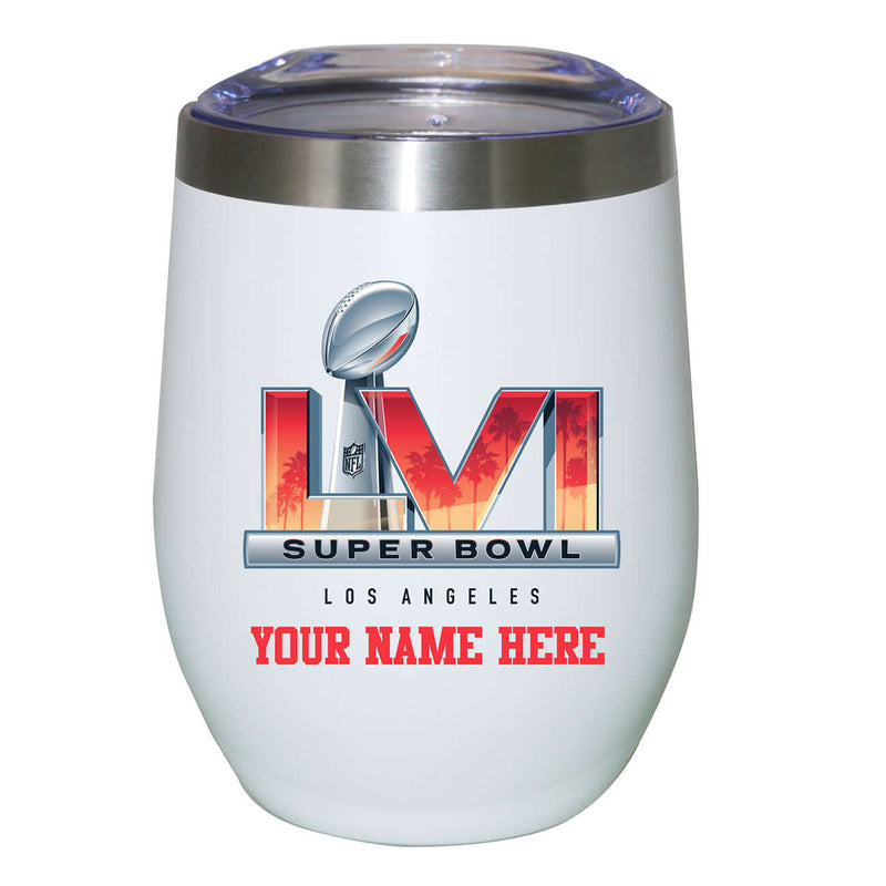 12 oz. Personalized White Stainless Steel Stemless Tumbler | 2021 Super Bowl LVI