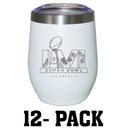 [12 Pack] 12oz White Etched Stainless Steel Stemless Tumbler | 2021 Super Bowl LVI