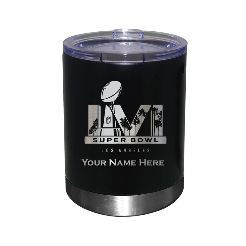 12 oz. Personalized Black Etched Stainless Steel Lowball | 2021 Super Bowl LVI