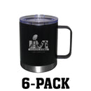 [6 Pack] 12oz Black Etched Stainless Steel Lowball with Handle | 2021 Super Bowl LVI