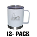 [12 Pack] 12oz White Etched Stainless Steel Lowball with Handle | 2021 Super Bowl LVI